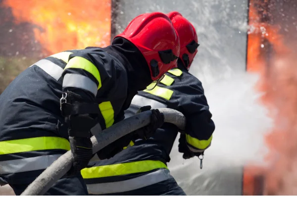 Fire-watch security professional monitoring an Arizona property