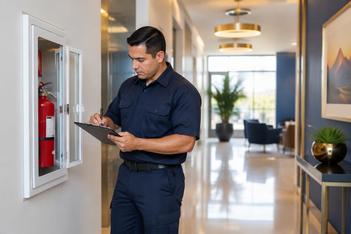 Security professional completing a fire watch inspection